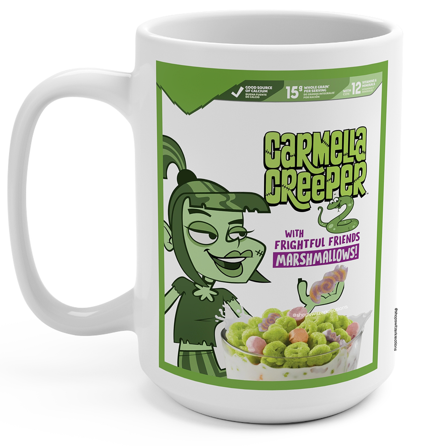 15 Oz Carmella Creeper Ceramic Mug | Monster Cereal Mugs | by Switzer Kreations