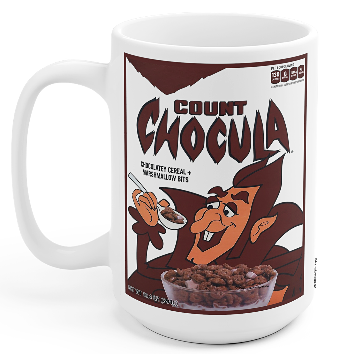 Count-Chocula Cereal Mug 15 Oz | Vintage Monster Cereal Box | by Switzer Kreations