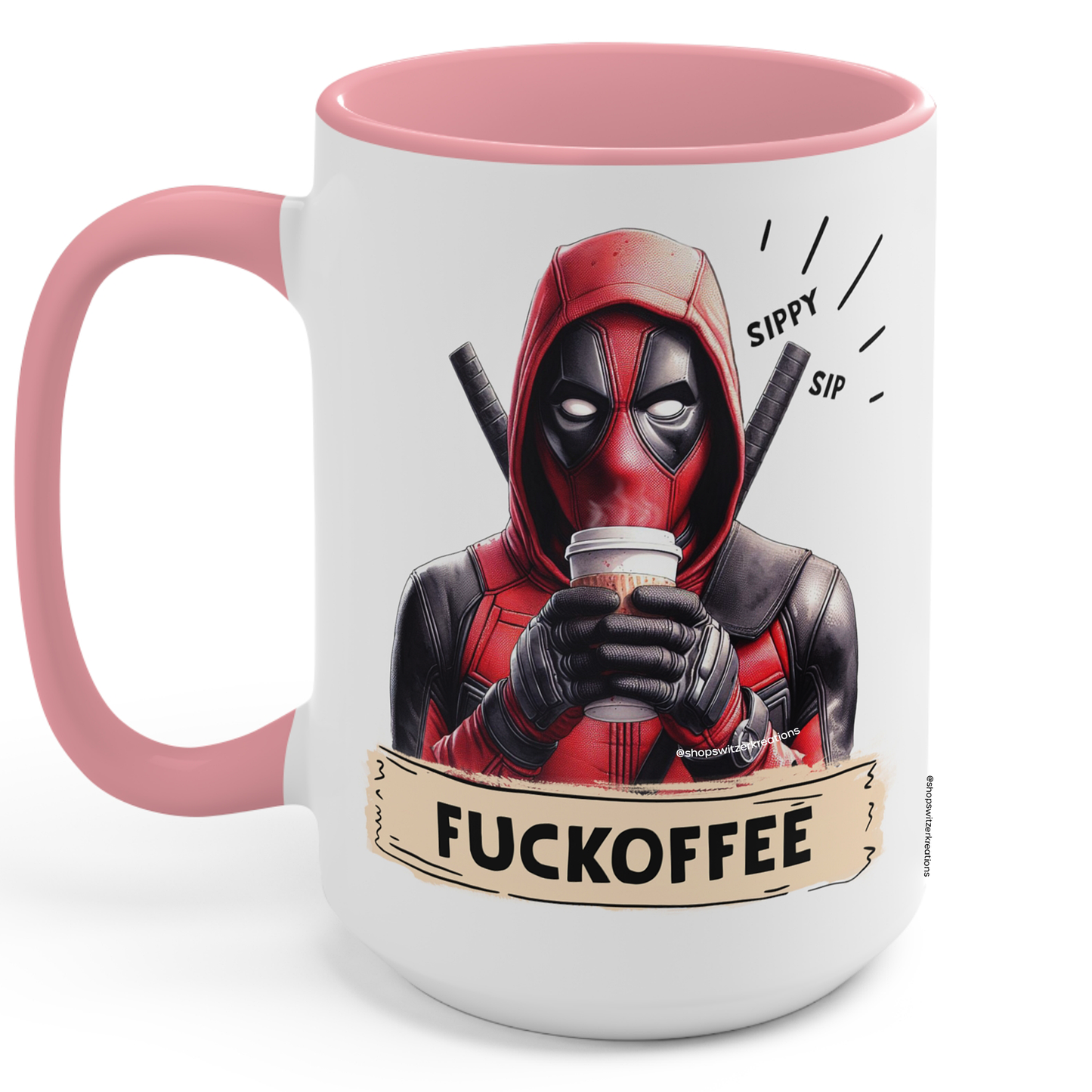 Dead-pool Coffee Mug, Fuckoffee, Sippy Sip, Funny Novelty Gifts, Team X-Force, Wade Wilson, Coffee Drinker - Ceramic