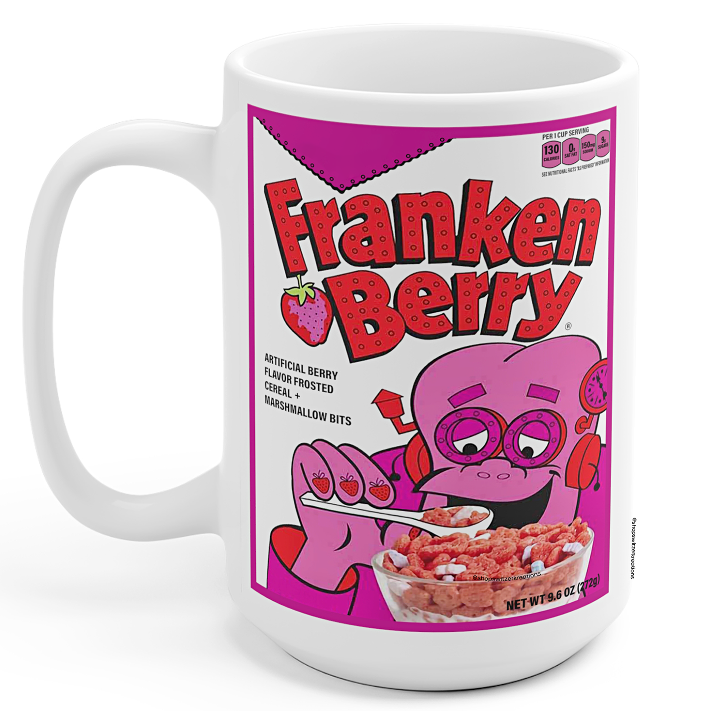 Franken-Berry Cereal Mug 15 Oz | Vintage Monster Cereal Box | by Switzer Kreations