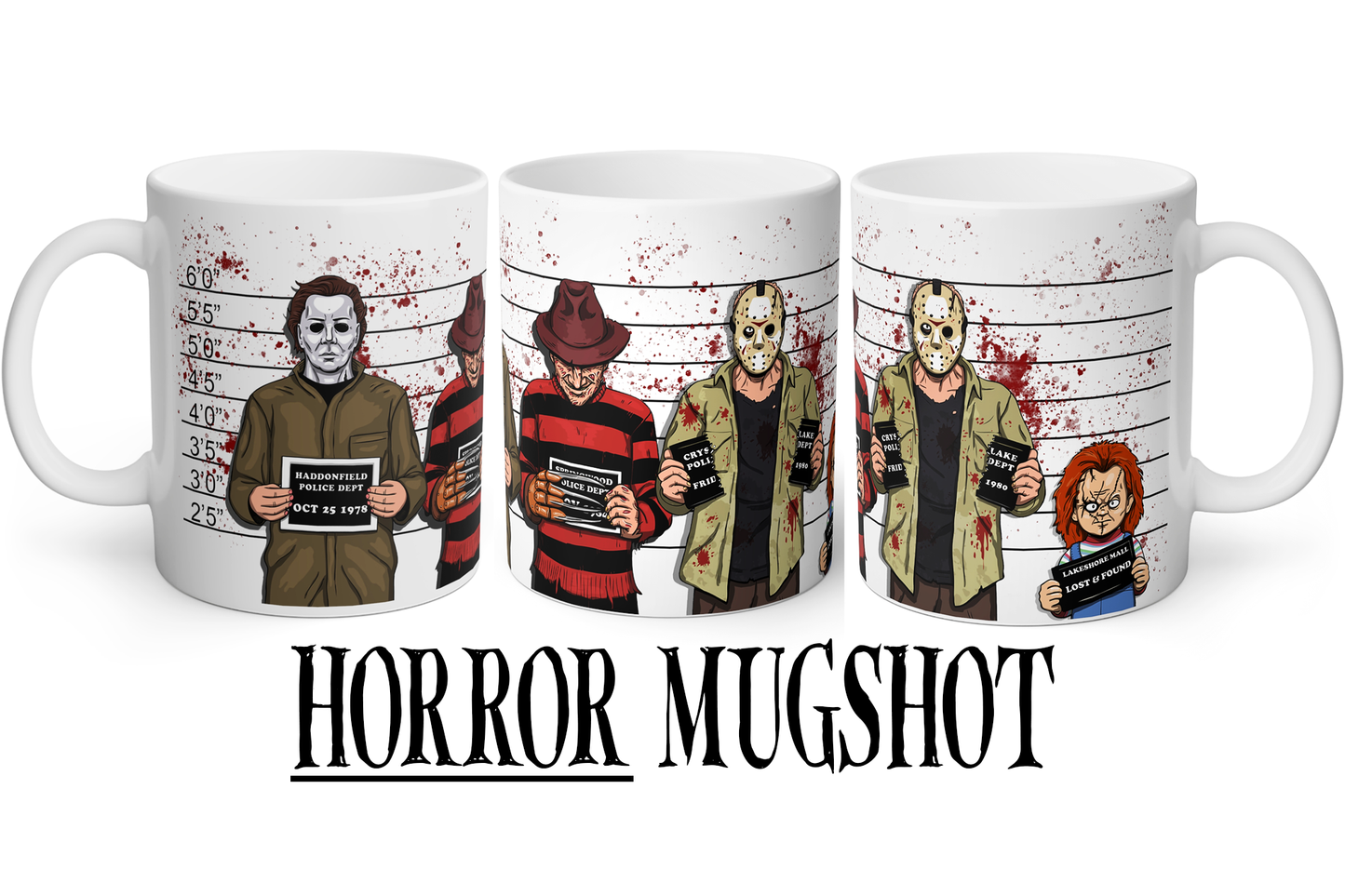 Horror Mugshot Mug | Michael Myers Freddy Krueger Friday The 13th Chucky | by Switzer Kreations