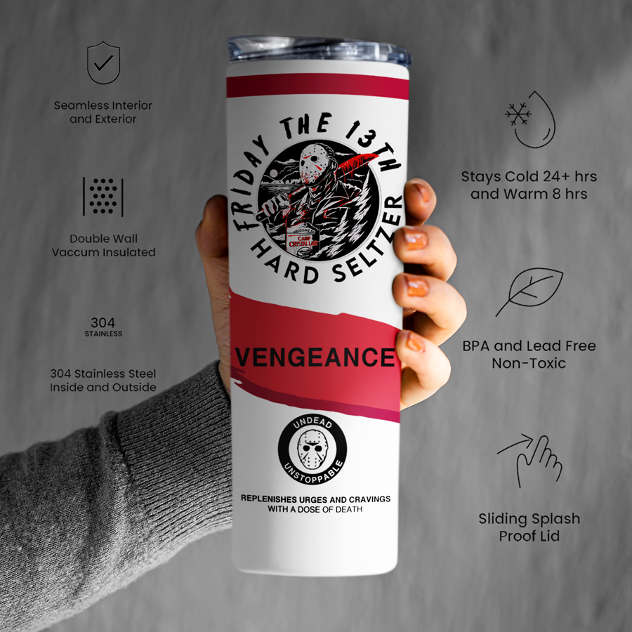 Friday The 13th Hard Seltzer Tumbler 20 Oz | Jason Voorhees | by Switzer Kreations
