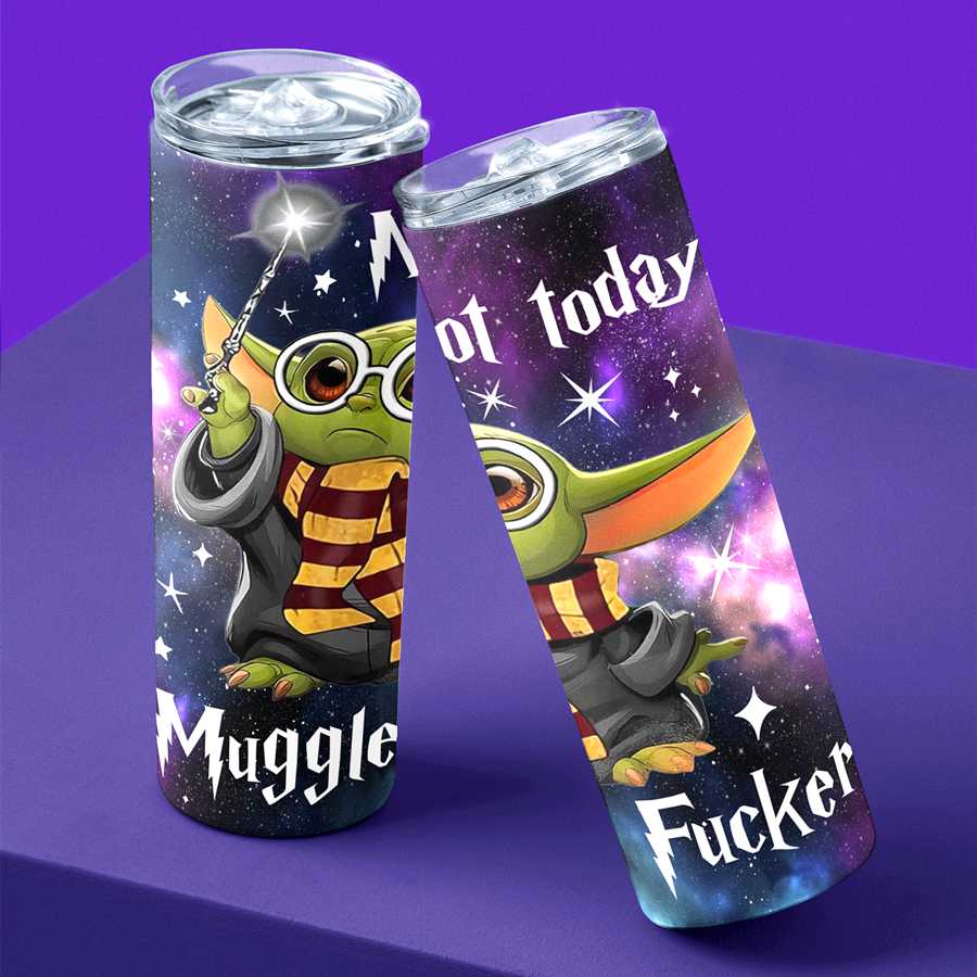 Not Today Mugglefucker Tumbler | Green Alien Wizard Tumbler 20 Oz