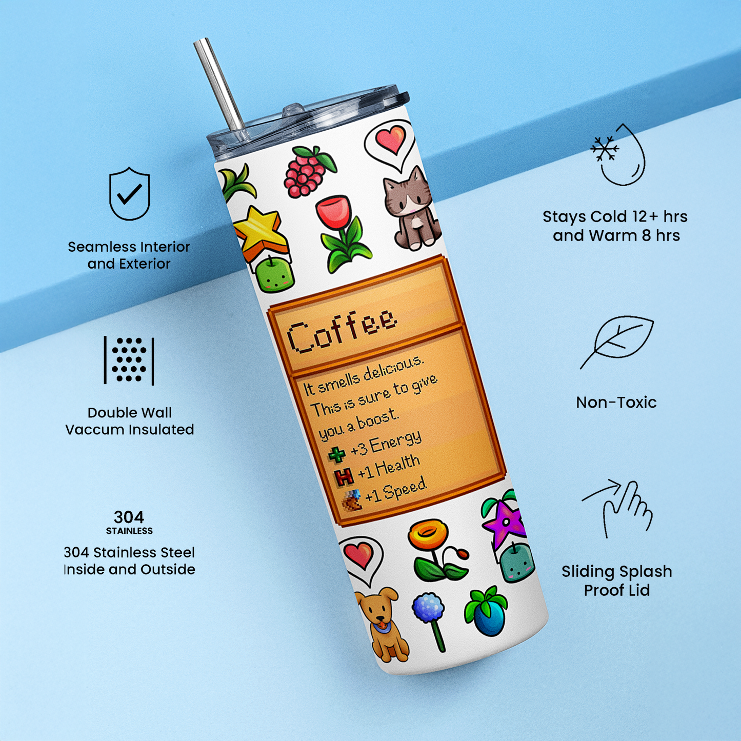 Stardew Valley Coffee Tumbler | Stardew Valley Gift | Stardew Valley Game by Switzer Kreations
