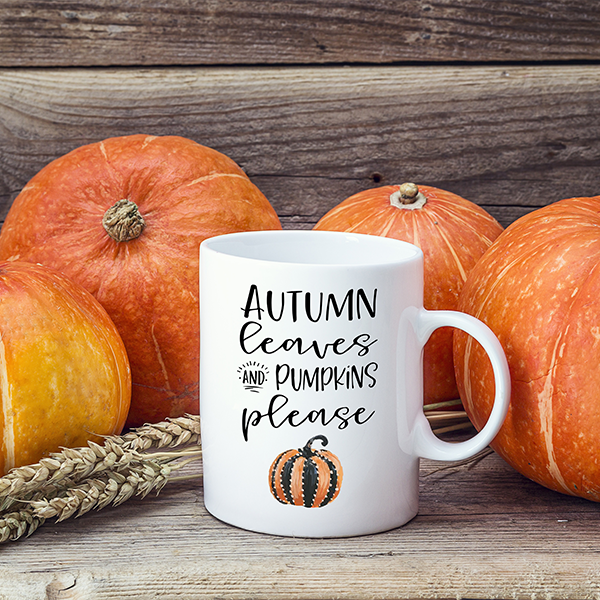 Autumn Leaves and Pumpkin Please Mug