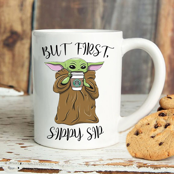 But First Sippy Sip | Baby Yoda Starbucks Mug