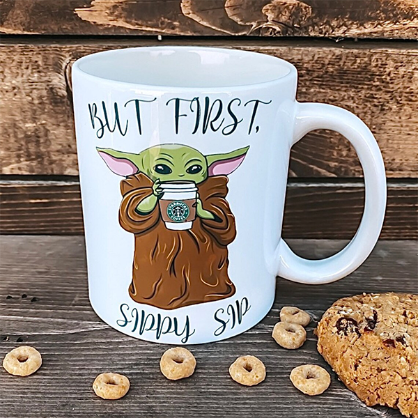 But First Sippy Sip | Baby Yoda Starbucks Mug