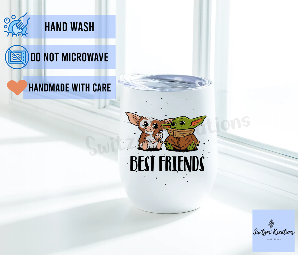 Yoda Gizmo Best Friends Wine Tumbler | by Switzer Kreations