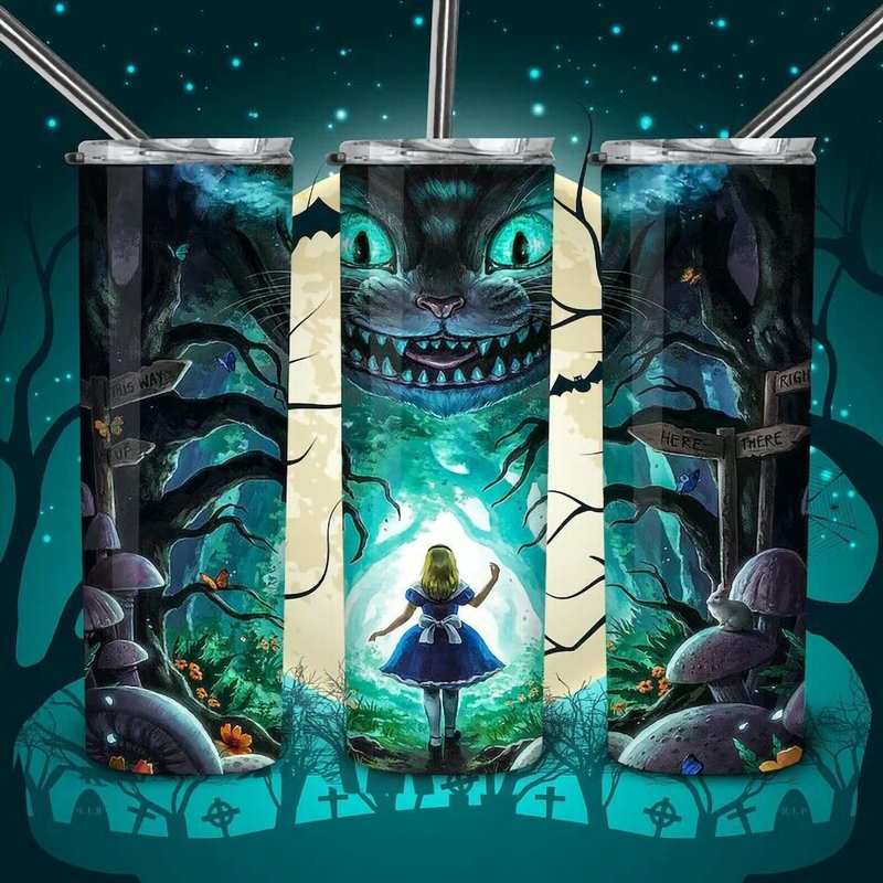 Alice in Wonderland glow in the dark tumbler