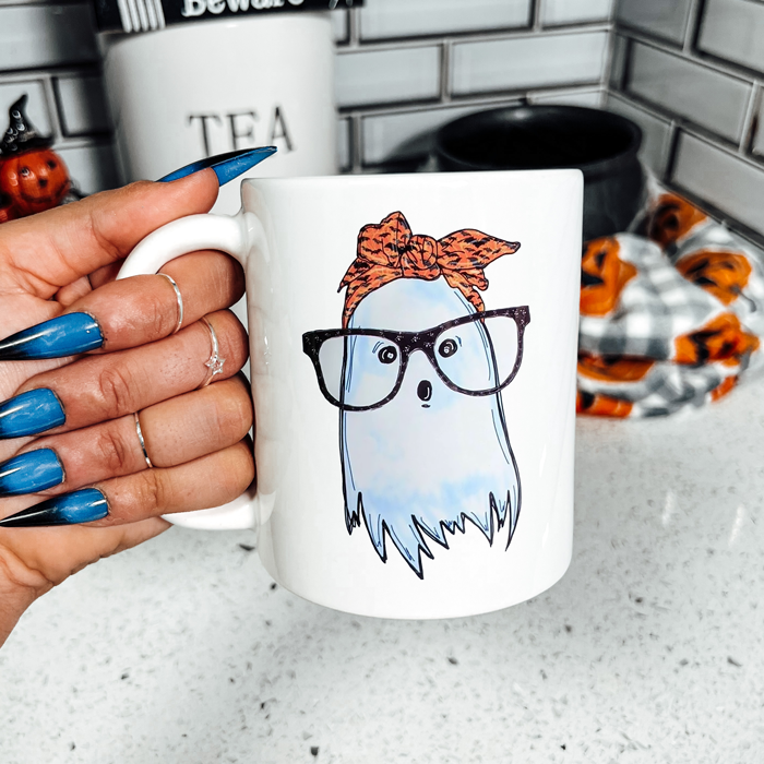 Cute Ghost With Glasses Mug - Switzer Kreations