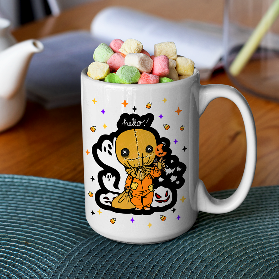 Trick 'r Treat Sam Doll Coffee Mug 15 Ounces | Candy Wrap Around