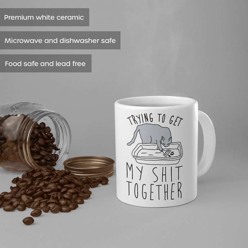 Trying To Get Myself Together - Funny Cat Coffee Mug