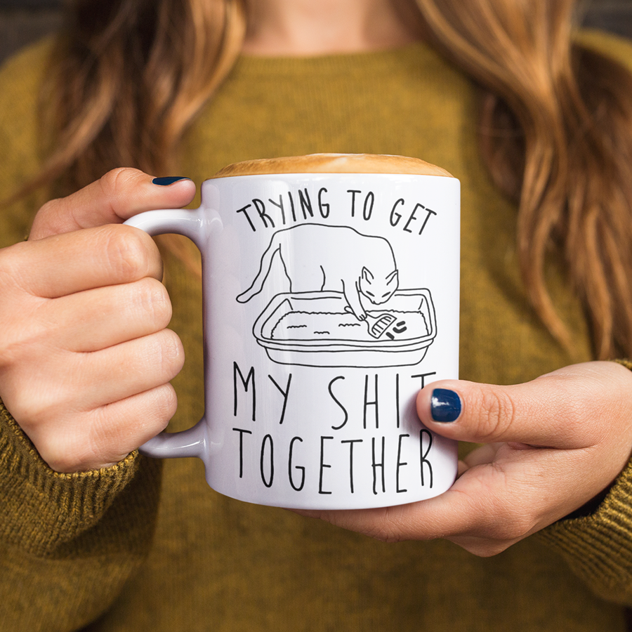 Trying To Get My Shit Together Mug | Funny Cat Mugs by Switzer Kreations