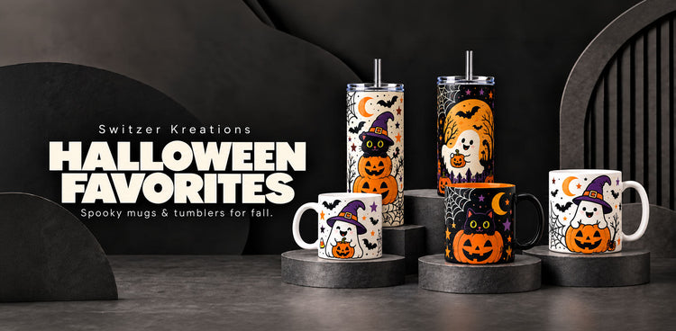 Halloween mugs, tumblers and spooky gift ideas from Switzer Kreations
