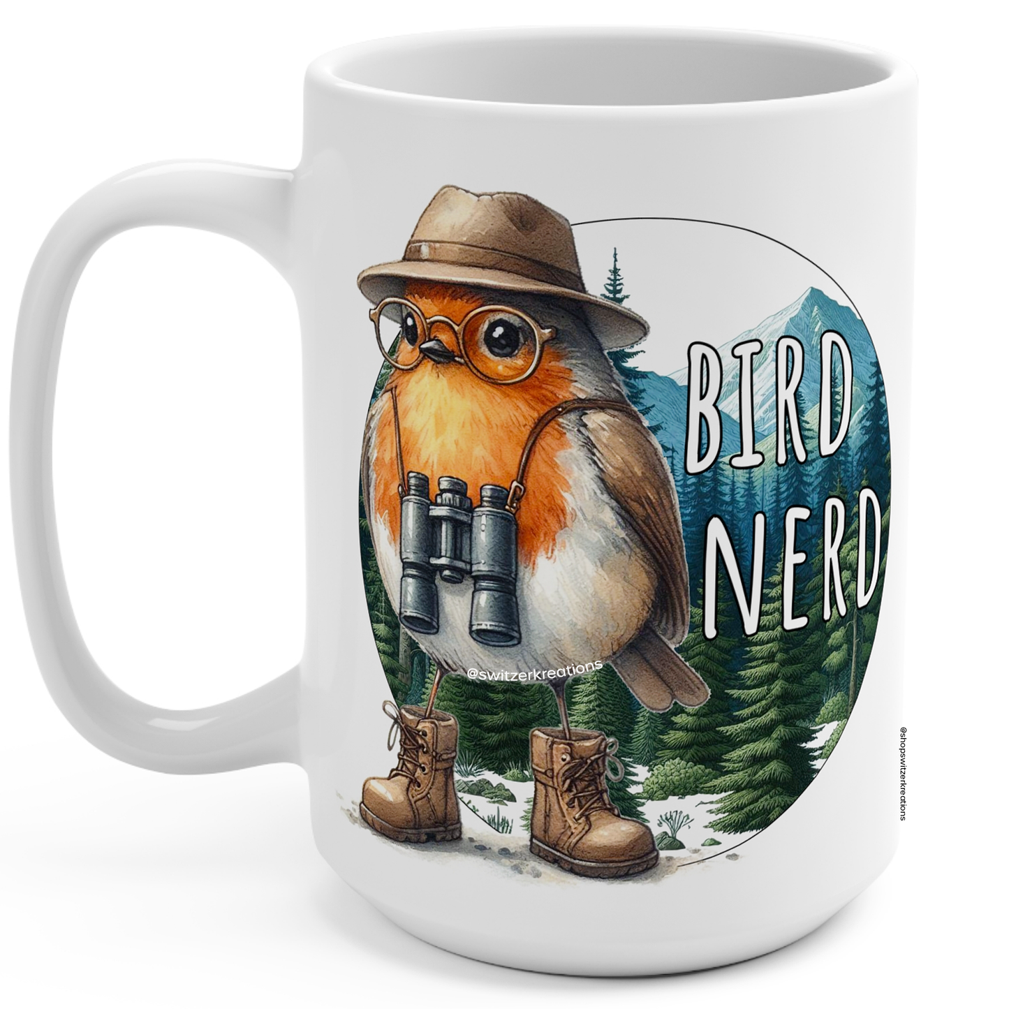 Bird Nerd Mug 15oz | Bird Watching Gifts | Switzer Kreations