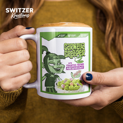 Carmella Creeper Cereal Coffee Mug | Vintage Monster Cereal Design
