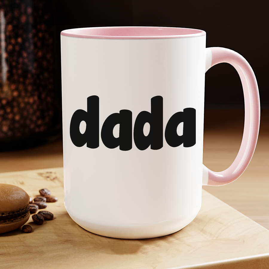 Dada Mug Pink Handle | Personalized Dad Gift