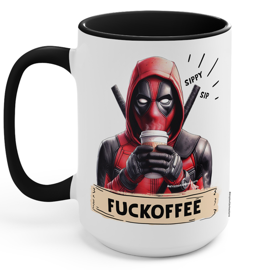 Dead-pool Coffee Mug, Fuckoffee, Sippy Sip, Funny Novelty Gifts, Team X-Force, Wade Wilson, Coffee Drinker - Ceramic