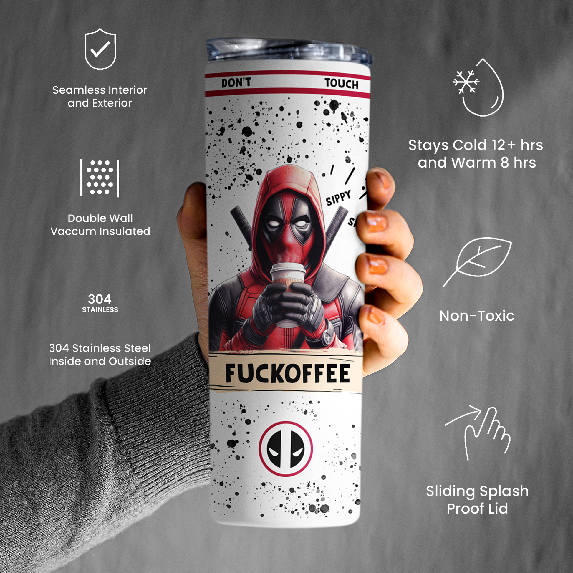 Dead-pool Fuckoffee Tumbler 20oz Sippy Sip by Switzer Kreations