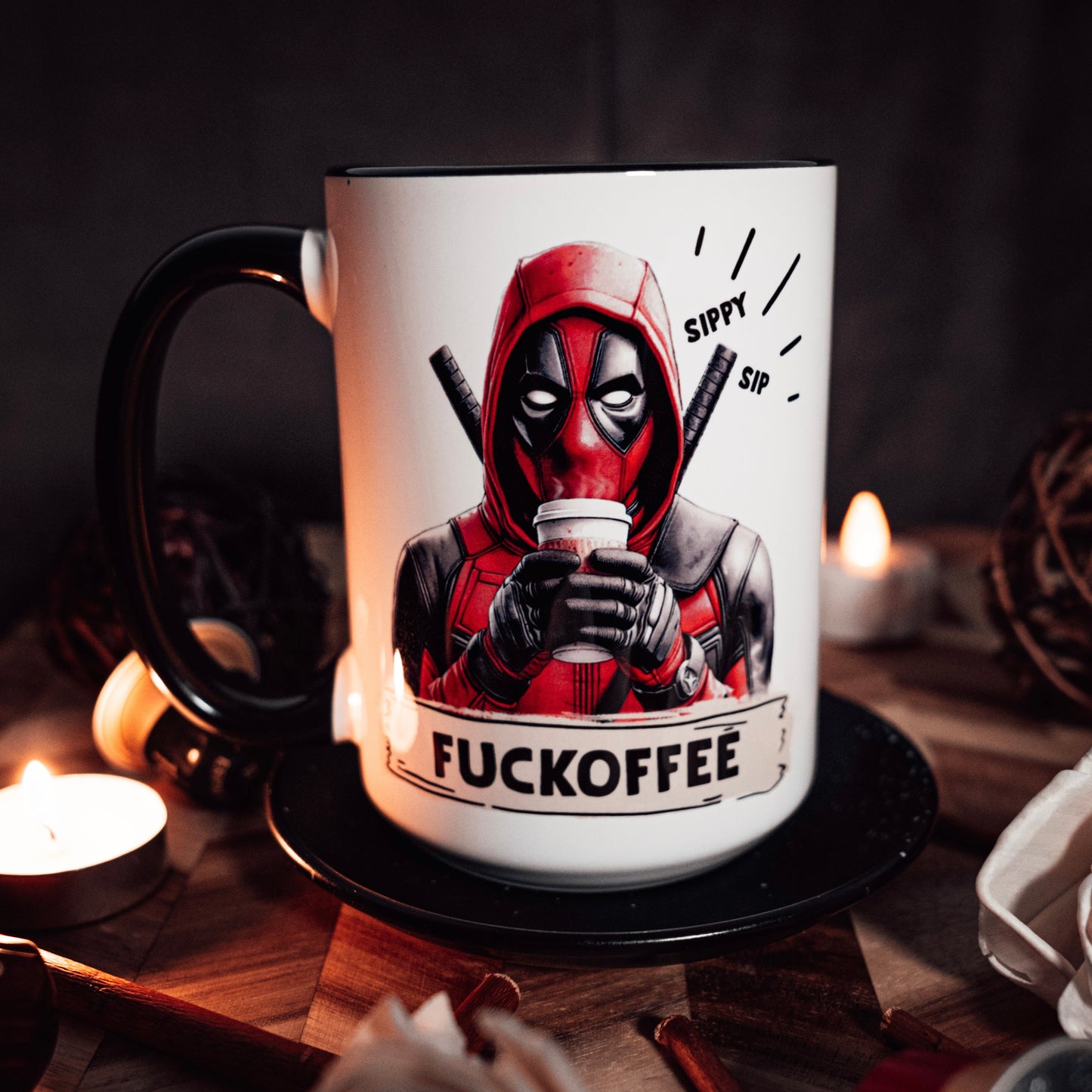 Dead-pool Coffee Mug, Fuckoffee, Sippy Sip, Funny Novelty Gifts, Team X-Force, Wade Wilson, Coffee Drinker - Ceramic