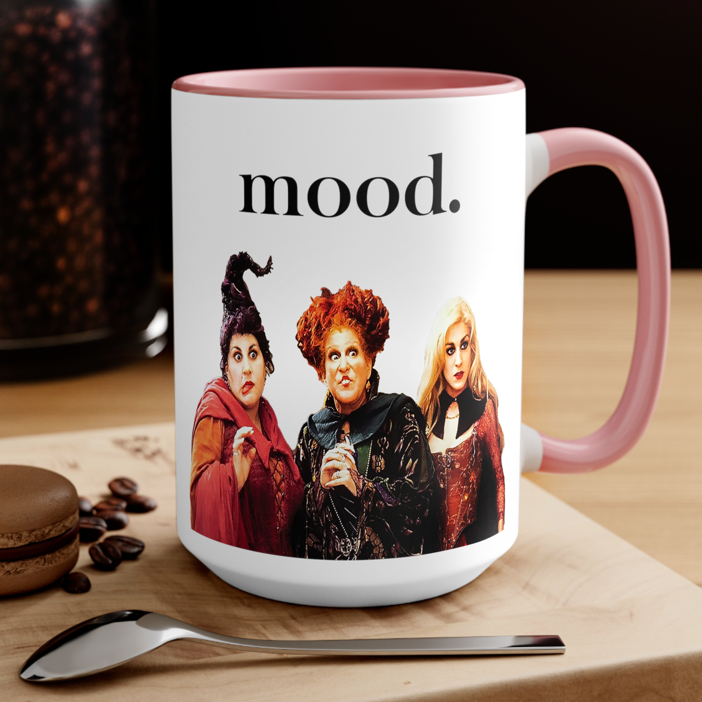 Hocus Pocus Coffee Mug 15oz Pink Handle Accent| by Switzer Kreations