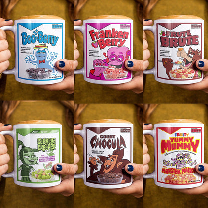 Monster cereal mug set of 6 vintage-inspired Halloween ceramic coffee mugs