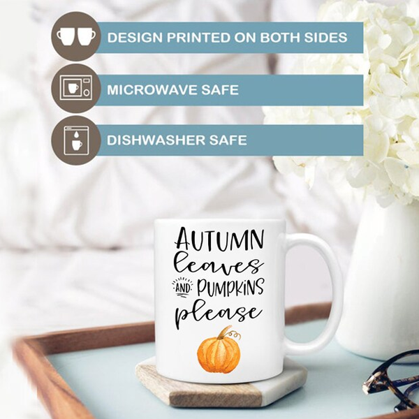 Autumn Leaves and Pumpkin Please Mug | Switzer Kreations