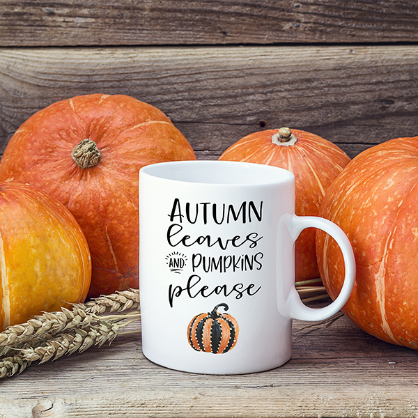 Autumn Leaves and Pumpkin Please Mug 