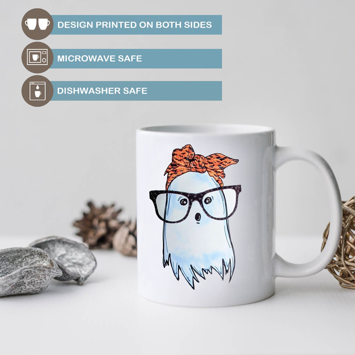 Cute Ghost With Glasses Mug - Switzer Kreations