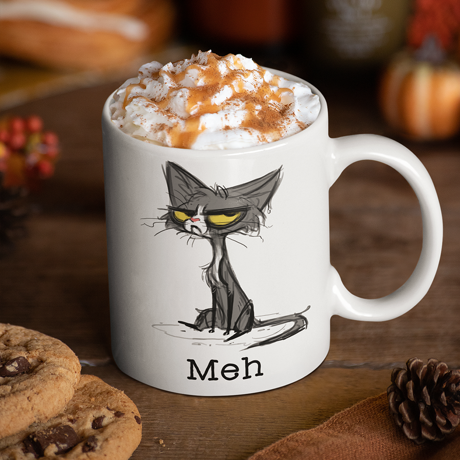 Grumpy Cat Mug 11oz | Cat Meh Mug | Funny Cat Lover Gift