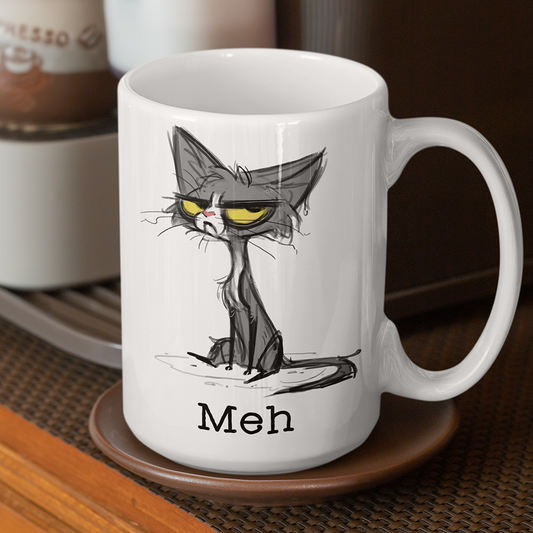 Grumpy Cat Mug 15oz | Cat Meh Mug | Funny Cat Lover Gift