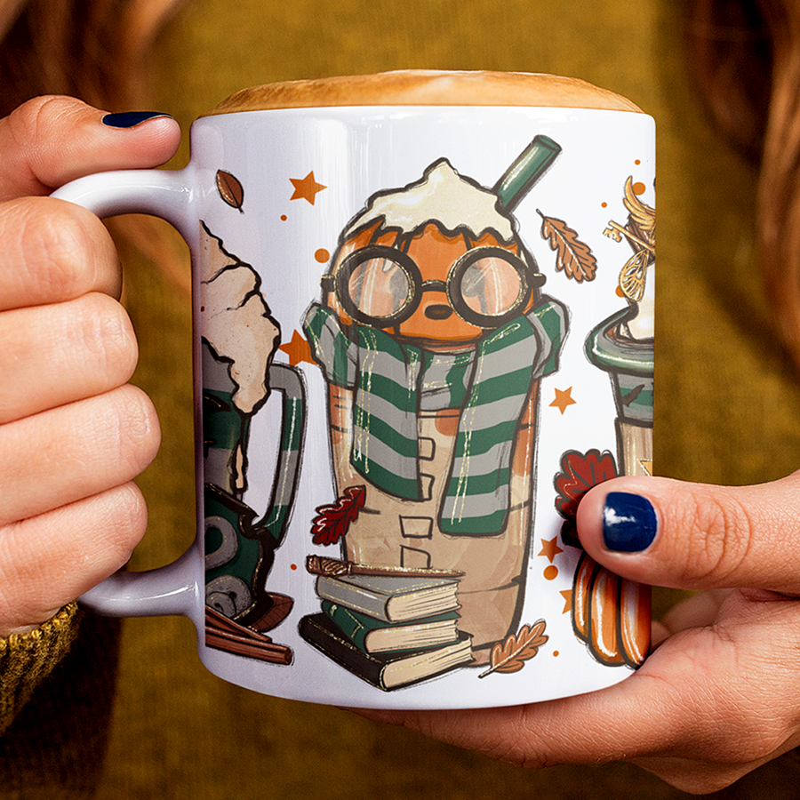 Potter Fall Latte Mugs 11oz Green | By Switzer Kreations