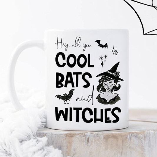 Hey All You Cool Bats And Witches Mug - Switzer Kreations