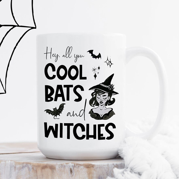 Hey All You Cool Bats And Witches Mug - Switzer Kreations