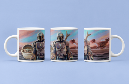 Mando with Grogu Coffee Mug 11oz - By Switzer Kreations