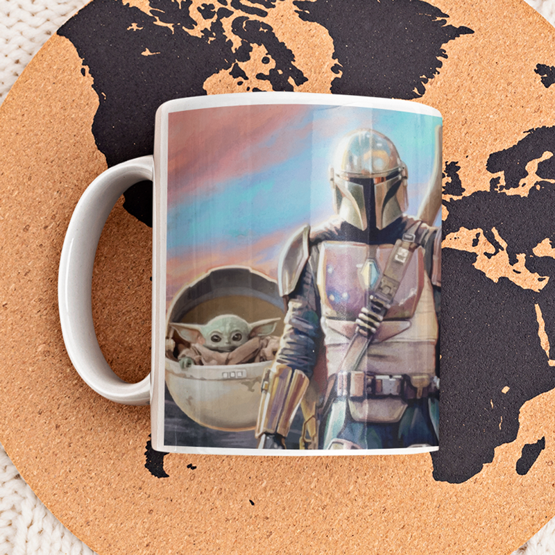 Mando with Grogu Coffee Mug 11oz - By Switzer Kreations