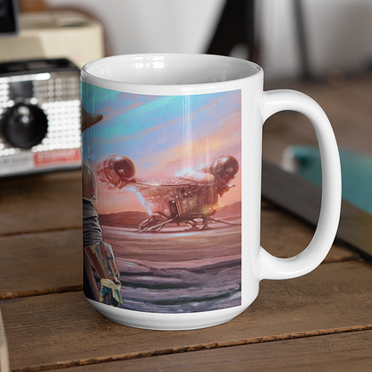 Mando with Grogu Coffee Mug 15oz - By Switzer Kreations