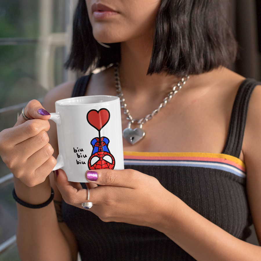 Spidey Heart Ceramic Coffee Mug 11oz | By Switzer Kreations