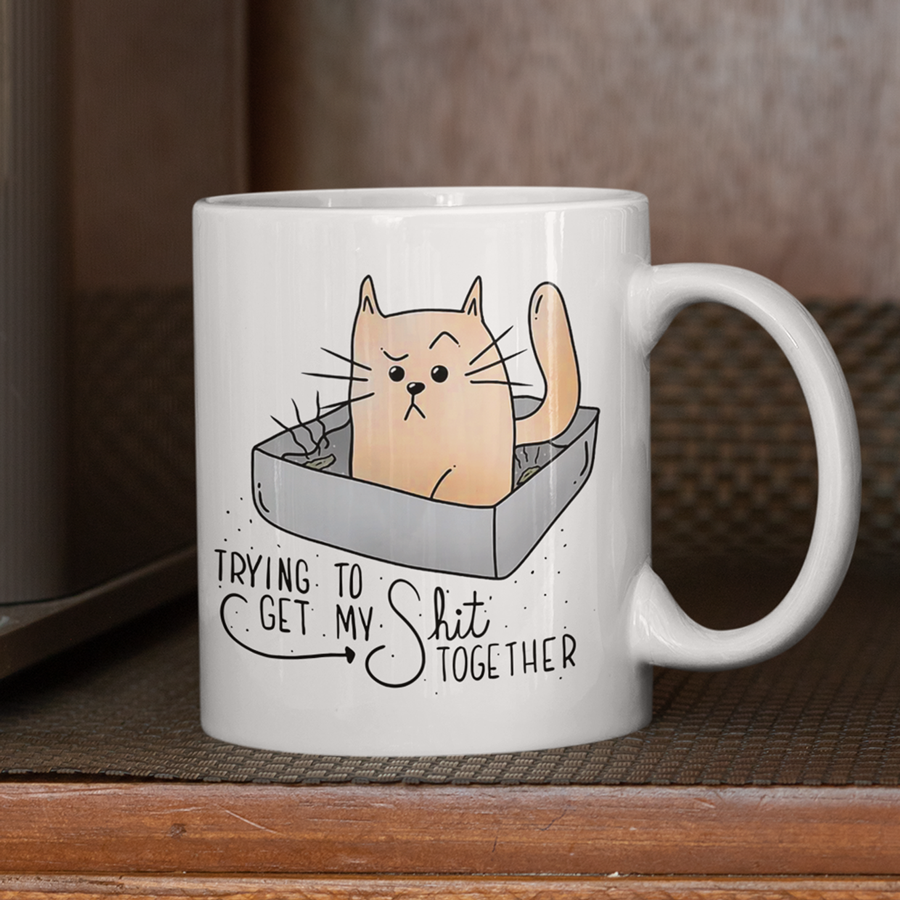 Trying to Get My Stuff Together Cat Coffee Mug 11oz | Switzer Kreations