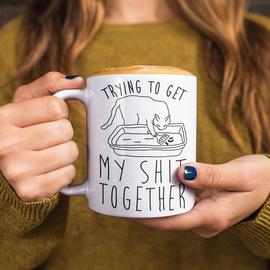 Trying To Get Myself Together - Funny Cat Coffee Mug